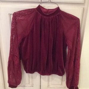 Free People velvet ruby size xs top